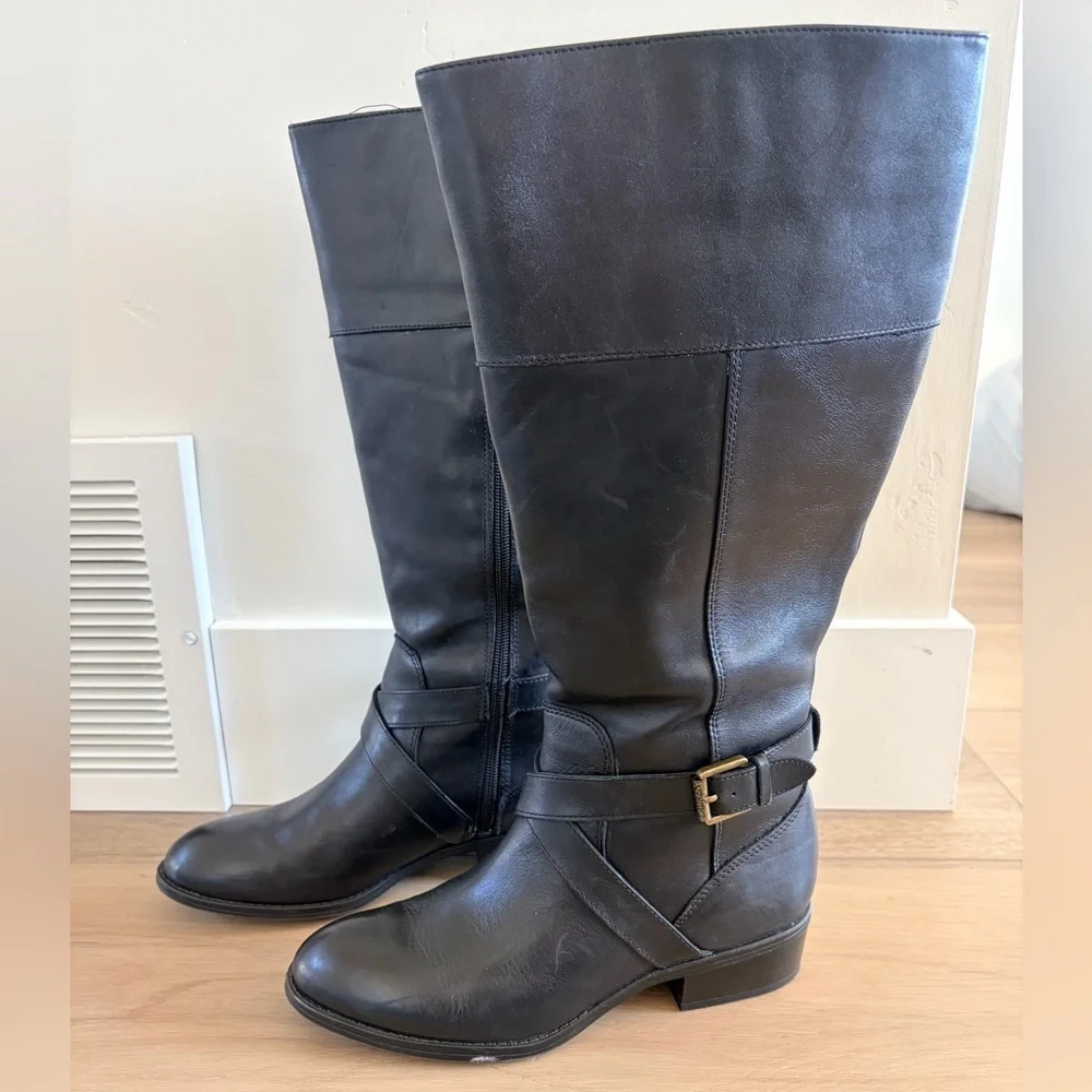 Lauren Ralph Lauren Maryann Black Leather Riding Boots